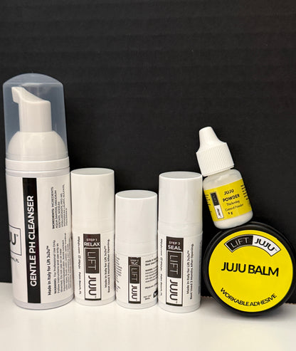 Lit JuJu lash lift ad brow lamination solutions RELAX TLC SEAL JuJu Balm JuJu Powder Gentle PH Cleaser